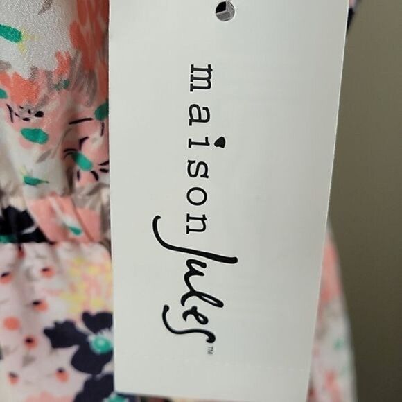 Maison Jules Floral Split Neck Shirtdress Sz S - Picture 13 of 15